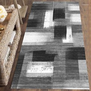 Tapis Else Gris Noir Blanc Patchwork Aquarelle 3D Impression Antidérapante Microfibre Lavable Tapis de Coureur Tapis de Sol Tapis Tapis de Couloir1