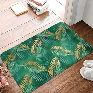 Tapis vert émeraude et or motif tropical paillasson antidérapant cuisine entrée salle de bain tapis polyester tapis tapis décoration de la maison