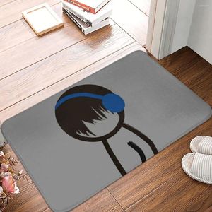 Tapijten emo Boy hoofdtelefoon Loopt Tapijt Tapijtmat voetpad Bad Anti-slip ingang Keuken Slaapkamer Duurzame afwasbare cartoon