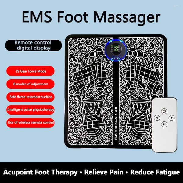 Alfombras EMS Foot Massager 8 Modes Estimulador muscular Músculo USB Masaje eléctrico Recargable Control remoto para uso en el hogar y la oficina