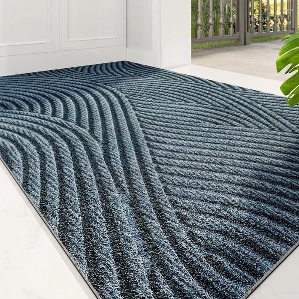 Alfombras de entrada alfombra estilo nórdico alfombra de círculo de seda en casa PVC RESISTENTE RESISTENTE MATSES DE PUERTA CONDERACIÓN SHAPPING RUG de eliminación de polvo de arena 45x75 cm