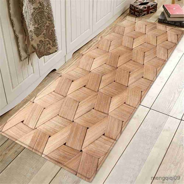 Tapis d'entrée Tapis de porte Salle de bains Cuisine Tapis Couloir Paillasson Tapis anti-dérapant Tapis de cuisine Tapis de bain Motif en bois Tapis de sol R230725