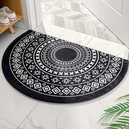 Tapis de porte d'entrée Style nordique Tapis de sol super doux Demi-cercle Tapis de bienvenue antidérapant pour couloir, salle de bain, cuisine Paillasson R230725