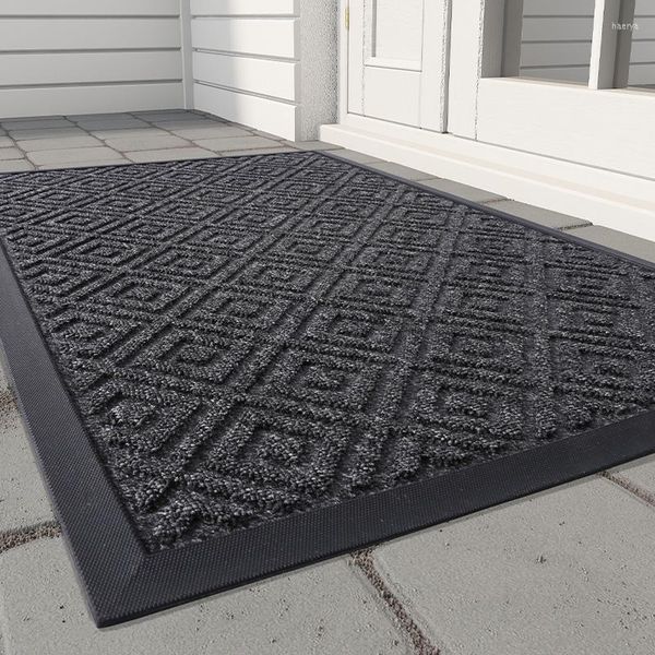 Tapis Tapis de porte d'entrée paillasson extérieur ménage caoutchouc frottant pied de meulage tapis de sol antidérapant tapis de maison durable et résistant à l'usure