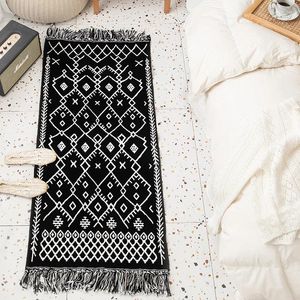 Carpets Style ethnique Coton et lin Tapis tissé Couade de chambre à coucher