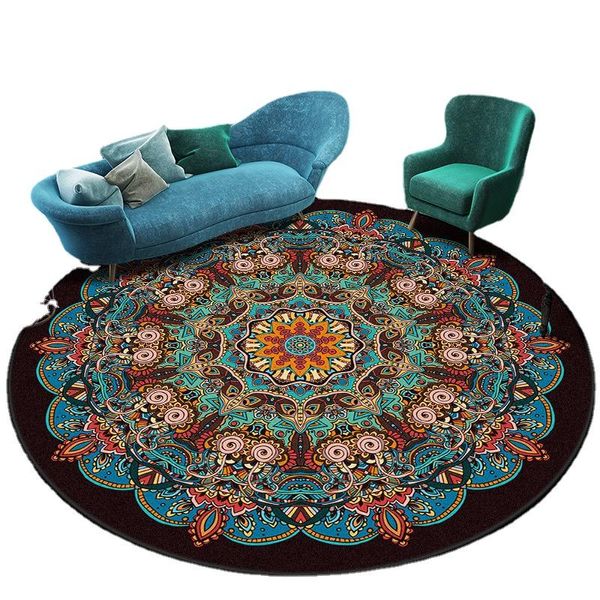 Alfombras de estilo étnico, alfombra Retro redonda del norte de Europa, terraza, mesa de café, cesta colgante, sala de estar, alfombras decorativas para el suelo