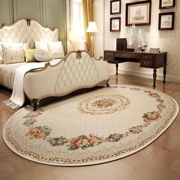 Tapis Europe tapis pour salon Table basse tapis tissé lavable américain ovale lumière luxe persan chambre pastorale tapis