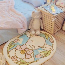 Tapis Europe Mouton de dessin animé pour chambre à coucher Salon Tapis moelleux Tapis de fourrure de chevet Faux Cachemire Tapis de sol Filles Décor