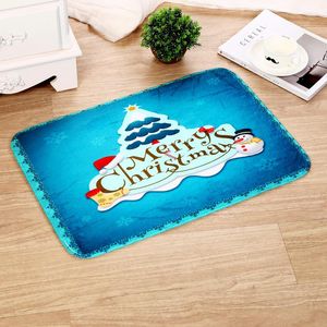 Tapis de sol en flanelle de style européen et américain Série de Noël Cadeau ottoman Elk Snowman Pattern Door