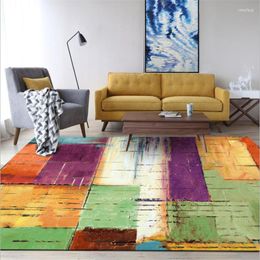 Alfombras europeas Retro amarillo verde agua Color mosaico cuadrado patrón alfombra para dormitorio sala de estar