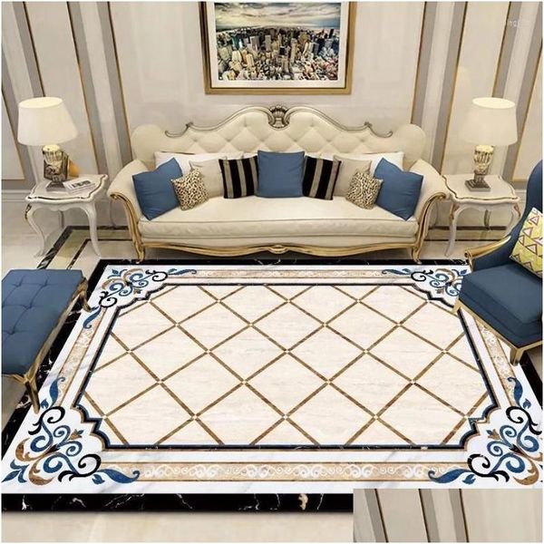 Tapis Style européen Lumière Luxe Persan Tapis Salon Décoration Tapis Grande Chambre Décor Doux Entrée Porte Tapis Drop D Dhhev