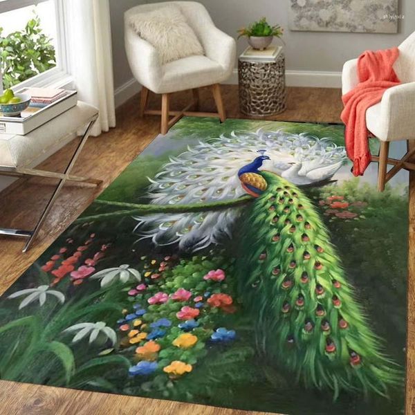 Tapis exquis paon peinture tapis beau tapis Animal pour salon canapé Table décor à la maison anti-dérapant chaise coussin tapis
