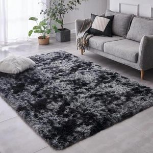 Tapis Extra Large Tapis 9x12 Pieds Tie-Dyed Gris Foncé Intérieur Ultra Doux Tapis en Peluche pour Salon Tapis antidérapants en Fausse Fourrure pour pépinière