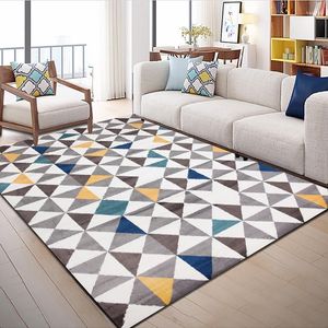 Tapijten mode abstract grijs blauw gele driehoek print voet/deur/keukenmat woonkamer slaapkamer salon tapijt decoratief tapijt