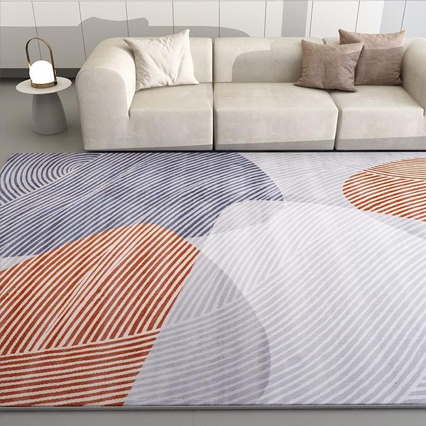 Tapis Mode Simple Style Nordique Polypropylène Tapis De Sol Stripe Tissé Salon Tapis Doux De Haute Qualité Lumière De Luxe Chambre Tapis