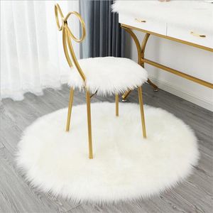 Alfombras Faux Fur Carpeta Cojín de la alfombra Rug Blanfa Canilla de lujo Cálida y cómoda alfombra de diámetro suave 30 cm