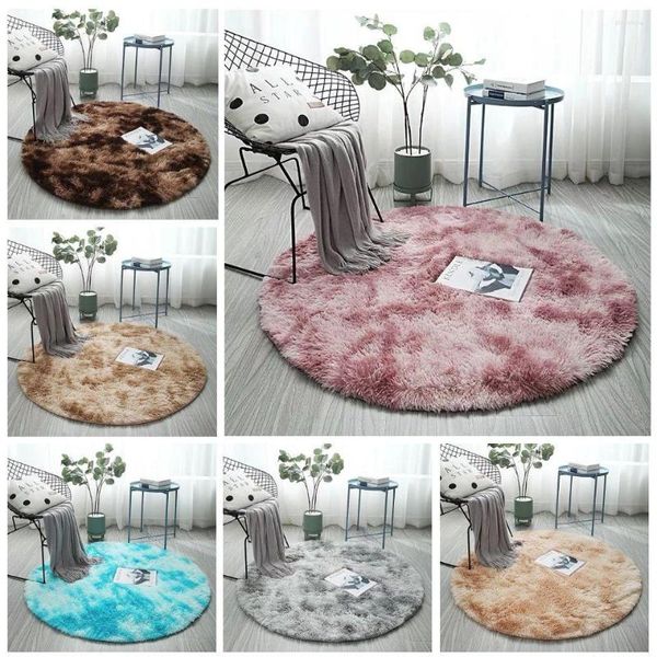 Tapis tapis rond en fausse fourrure pour salon enfants tapis en peluche longue chambre aire de repos tentes de jeu tapis porte de sol tapis antidérapants