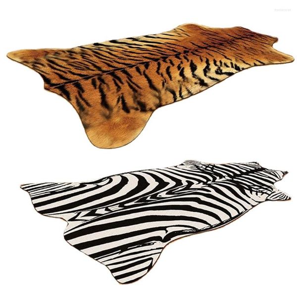 Tapis fausse fourrure simulé Animal zèbre tigre imprimé tapis Imitation tapis de sol pour salon chambre antidérapant décor à la maison