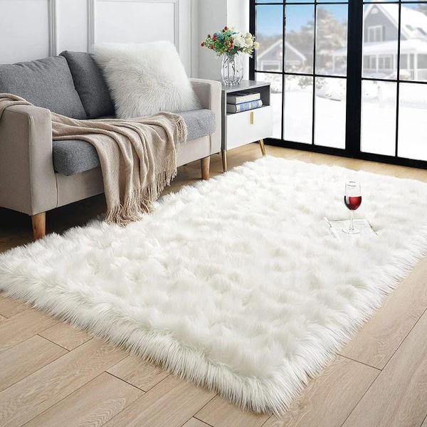 Carpets fausses moutons tapis en fourrure tapis moquette moelleuse en laine moelleuse moelleuse moelleuse pour décoration de chambre à coucher