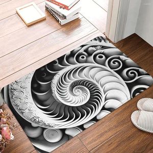 Tapis Fibonacci Style Spirale Noir Blanc Abstrait Egypte Ancienne Art Numérique Tapis Antidérapant Paillasson Salon Tapis Balcon Tapis Intérieur