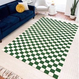 Tapis Flanelle Damier Tapis Grands Tapis Pour Salon Antidérapant Vert Tapis De Sol Doux Tapis De Chevet Fille Chambre Déco W7c6