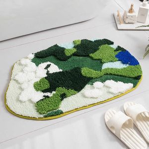 Tapijten stroomt tapijt mos gevormde badkamer vloermat zachte ultra-finine vezel wasbaar en absorberend H240517