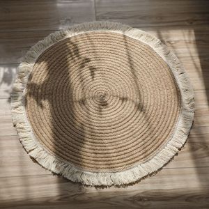 Tapis tapis de sol avec corde à pampilles tissé balcon fenêtre française tapis décoration de maison Table à thé décor à la maison 230906