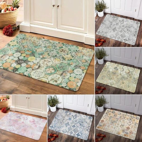 Carpets Floral Boho Floor Door Mat de porte non glissante salle de bain de la salle de bain Haule à la maison Décor de linge lavable Entrée entrée dans l'entrée