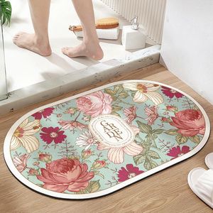 Tapijten bloemen patroontoilet deurmat niet-slip vloer huishouden badkamer absorberende voet snel drogen gemakkelijk te schoon bad kleed