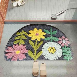 Carpets Flower Bath Mat Boho Cartoon Panda Panda Mather Circcle Floor épais épais Tapis absorbant sans glissement pour cuisine de salle de bain
