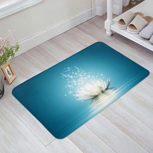 Carpets Flower Lotus Blue Kitchen Floor Mat de salon décor de salon Carpet Home Halway Entrance Entrance Balcony Porte anti-glissement