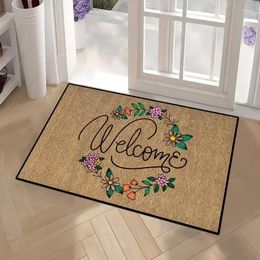 Alfombras estampado de flores Mujer de casa Mujer sin deslizamiento fácil decoración limpia alfombra alfombra alfombra alfombra sala de estar casa de bienvenida lavable