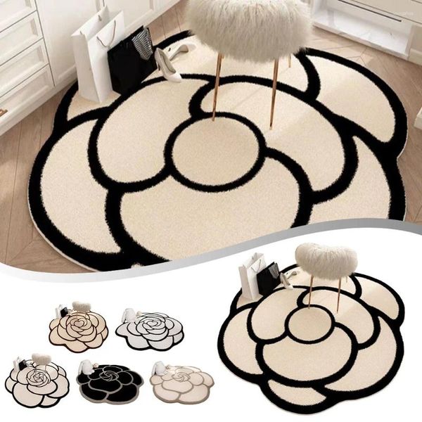 Tapis de fleur forme de fleur en peluche moquette de lit de chevet de lit de chevet lotus soft velvet mat couverture pour le salon chambre salle de bain tapis anti-glip