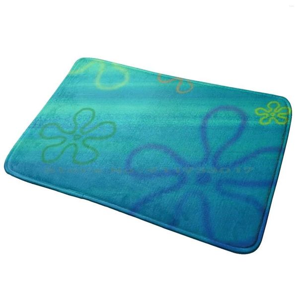 Tapis Fleur Ciel Tapis de porte d'entrée Tapis de bain Tapis de bain Fleurs Ciel Nuages Fond Nuage Anti-dérapant