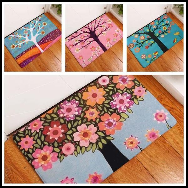 Alfombras Flower Tree Floor Mats Absorbente Suave Antideslizante Baño Pie Cocina Puerta Felpudo Decoración