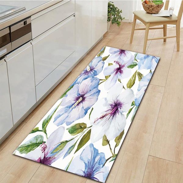 Tapis motif de fleurs tapis de cuisine entrée paillasson pour salon antidérapant salle de bain chevet tapis de sol décor à la maison doux tapis lavable