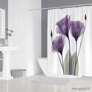 Tapijten Bloemen Print Douchegordijn Nordic Badgordijn Waterdicht Antislip Planten Badmat Set Badkamer Decoratief Tapijt Wc Tapijten R230802