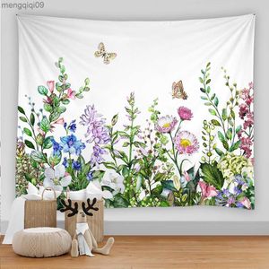 Tapis Fleurs Tapisserie Tenture Murale Oiseaux Papillons Motif Floral Plage Tapisserie Murale Feuilles Toile de Fond Décor À La Maison Mur Tissu Tapis R230731