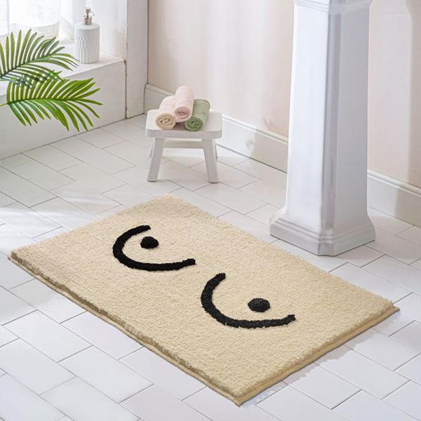 Tapis Moelleux Tapis De Bain Lettres Drôles Tapis De Salle De Bains Baignoire Côté Tapis Fonction Entrée Étage Porte Antidérapant Tapis Esthétique Décor À La Maison