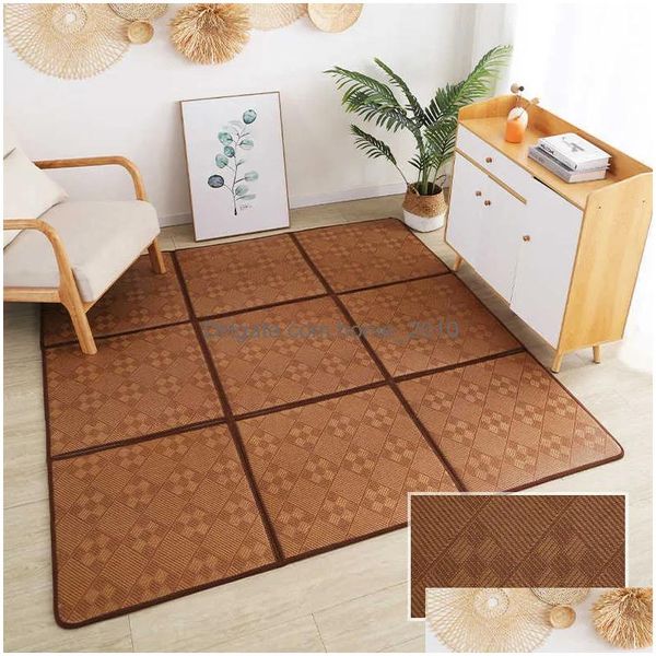 Alfombras Plegable Rattan Floor Mat Grueso Sala de estar Slee Tatami Alfombra Pad Summer Baby Play Antideslizante R230725 Drop Entrega Home Garde Dhrhn