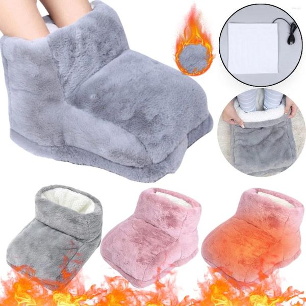 Tapis chauffants pour les pieds, chauffe-pieds électrique détachable, chauffage domestique en peluche douce, pantoufles à double pieds pour la maison, la chambre à coucher