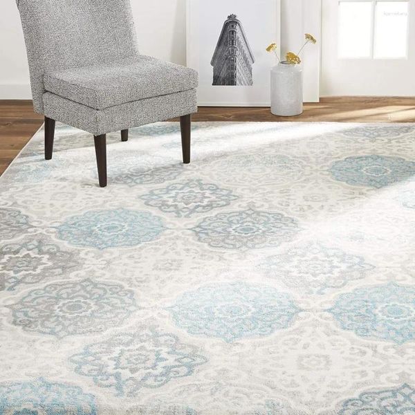 Tapis pour salon décor transition damassé zone tapis gris/bleu tapis chambres décorations pour la maison tapis jardin