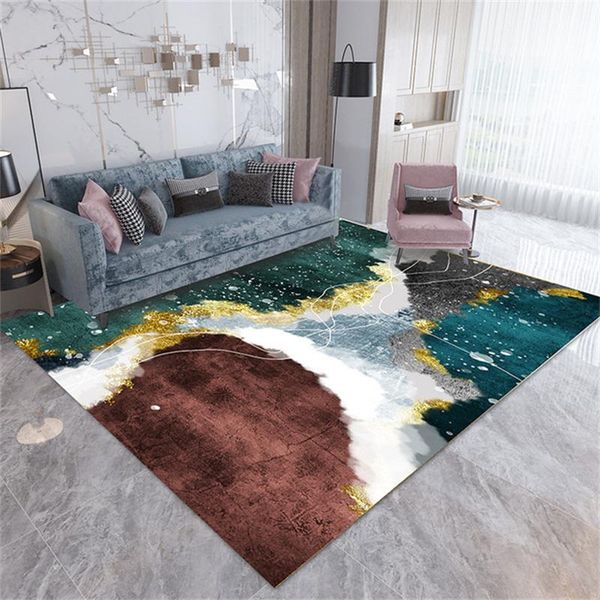 Alfombras para la decoración de la sala de estar moderna nórdica lavable sin deslizamiento de la mesa de impresión suave del área de la mesa del piso del dormitorio del dormitorio Matcarpets Matcarpets