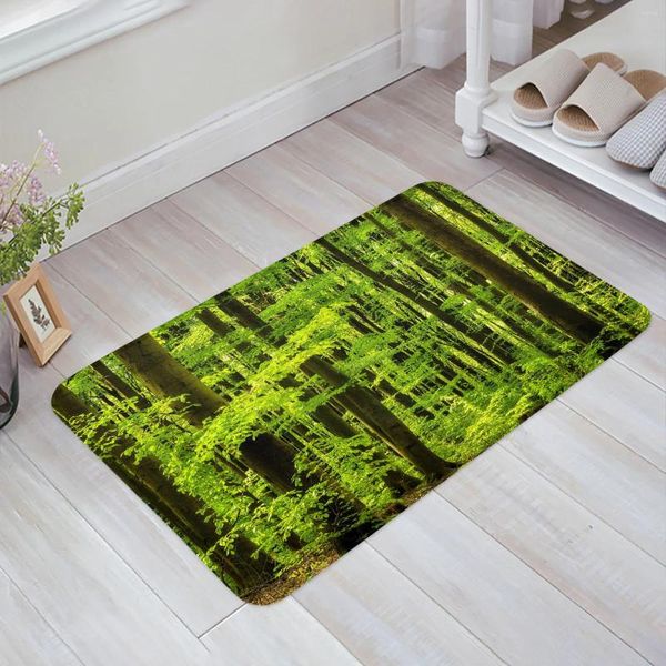 Tapis Forêt Arbres Verts Feuilles Plantes Paysage Naturel Tapis De Sol Cuisine Chambre Décor Tapis Accueil Entrée Paillasson Salle De Bain Tapis De Pied