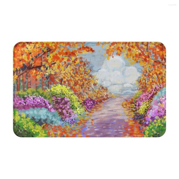 Tapis Forêt Peinture à l'huile Mignon Dessin animé Paillasson Tapis Tapis Tapis Footpad Bain Polyester Anti-dérapant Entrée Cuisine Chambre Lavable