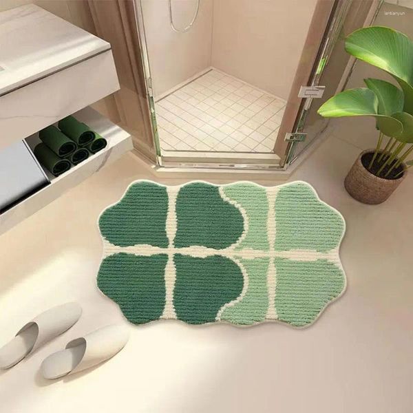 Alfombras Matera de baño de baño de cuatro hojas de cuatro hojas Entrada de pie suave de pie suave dormitorio absorbente de la alfombra decoración de cocina g6b5