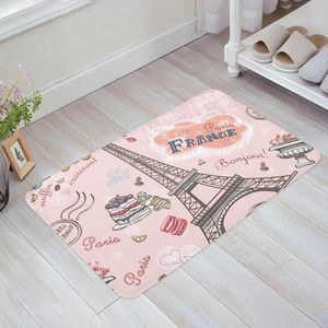 Carpets France Paris Pink Retro Eiffel Tower Kitchen Floor Mat salon décor de salon Carpet Homewway Entrance Paillance Anti Slip Rap