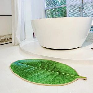 Tapijten verse plantenbladeren vloermat set groene bayberry blad tapijt keuken badkamer niet-slip in de kamer drop