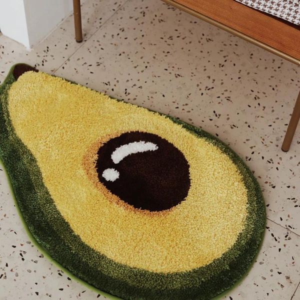 Carpets Fruit Bathmat Soft Fluffy Tufting Avocado Salle de bain Côté Côté Floqué PAP Tapis Anti-Slip Room Home Room Dorme Nursery Decor