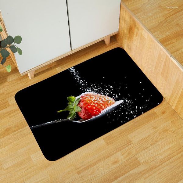 Alfombras fruta fresa lado bañera cocina dormitorio 60 90 antideslizante absorber agua Mat piso casa puerta felpudos decoración moderna para el hogar